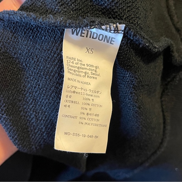 We11done black reflective logo sweatshirt logo print sweater pullover size xs - Picture 6 of 9